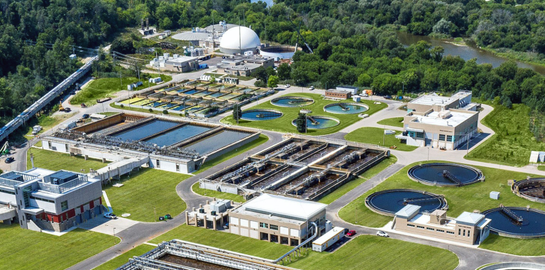 Aerial view of the Kitchener Wastewater Treatment Plant.