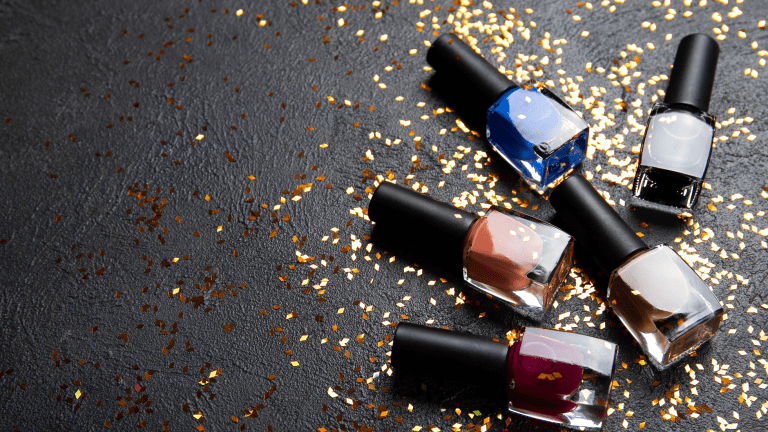 Nail polish and glitter