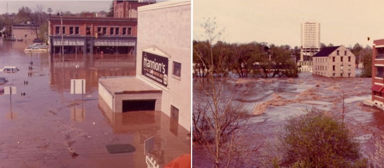 Old photos of flooded Cambridge streets from 1974.