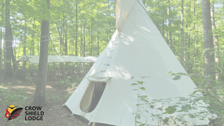 A ceremonial space in a forest at Crow Shield Lodge.