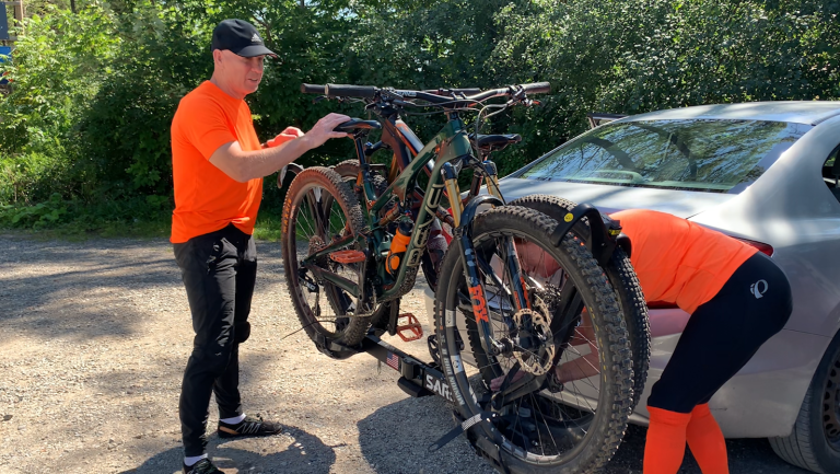 Mountain bikers prepare to ride The Hydrocut trails in Kitchener.