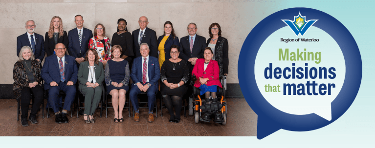 Regional Council members sitting on chairs, with text "Making Decisions That Matter."
