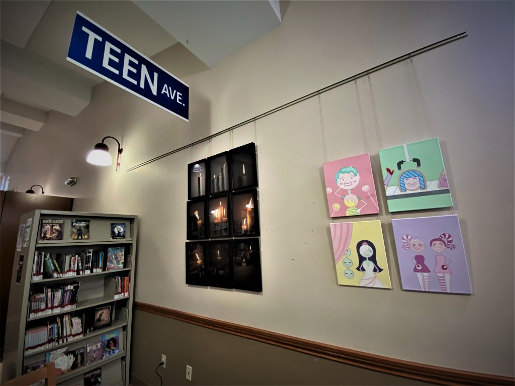 Artwork displayed on the wall of the Region of Waterloo's Ayr library branch.