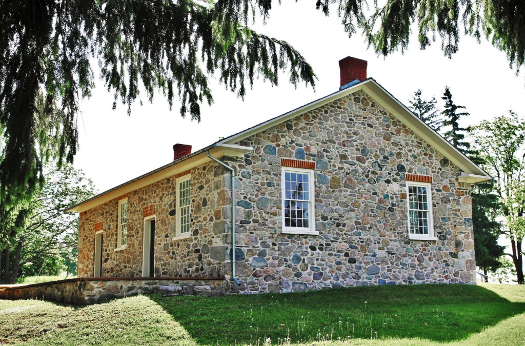 The historic stone Detweiler Meeting House in North Dumfries.