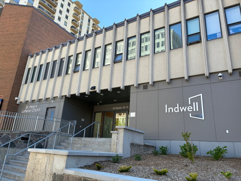 Exterior of the Magnolia Apartments, where parts of a Kitchener church were renovated to become affordable housing.
